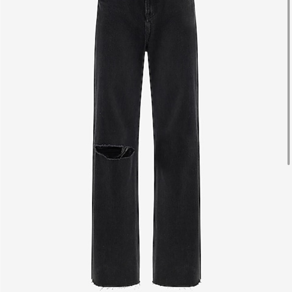 Express Black Wide Leg Distressed Jeans - Picture 5 of 7